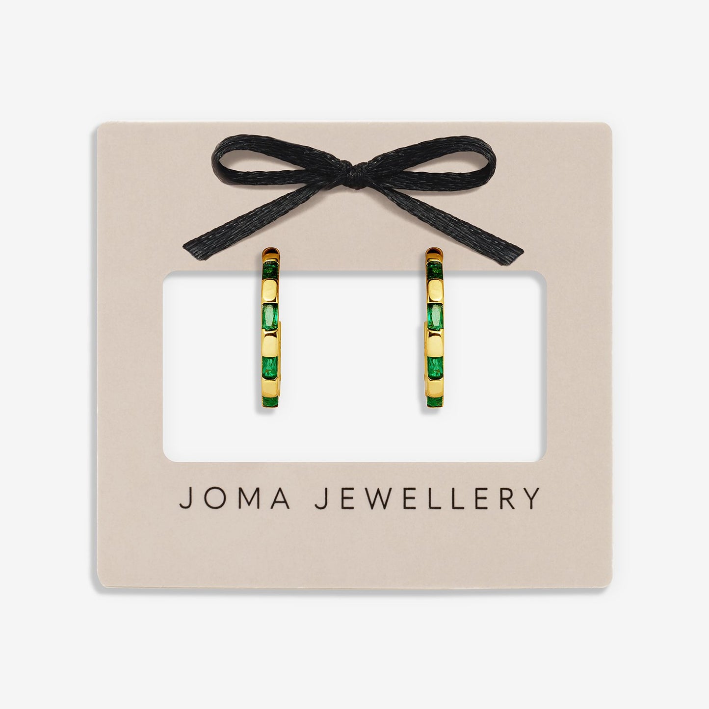 Gold & Green CZ Hoop Earrings