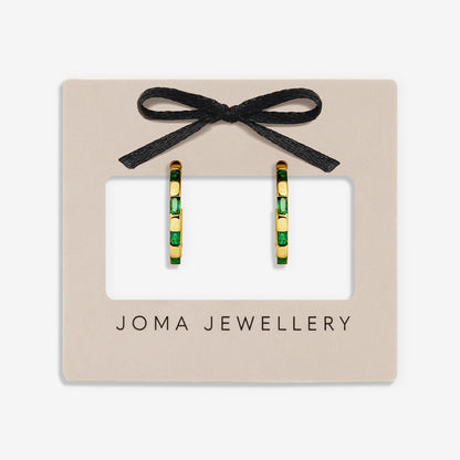 Gold & Green CZ Hoop Earrings