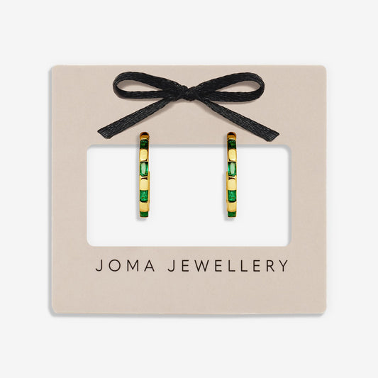 Gold & Green CZ Hoop Earrings