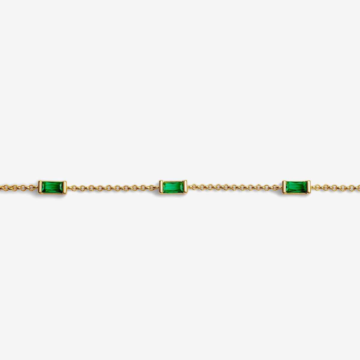 Gold & Green CZ Bar Bracelet