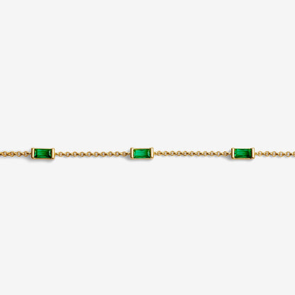 Gold & Green CZ Bar Bracelet