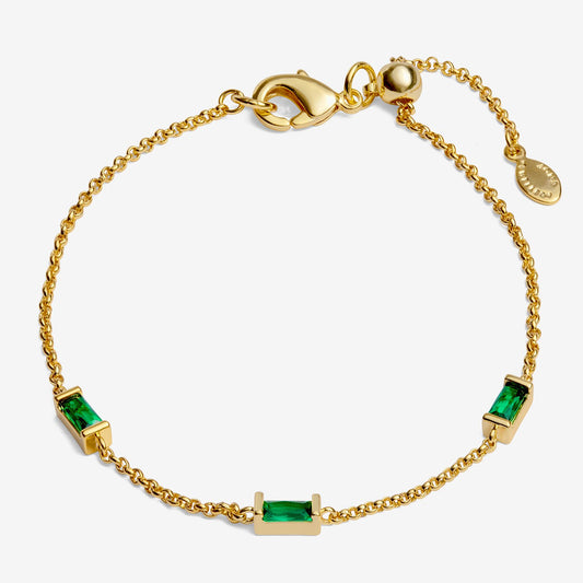 Gold & Green CZ Bar Bracelet