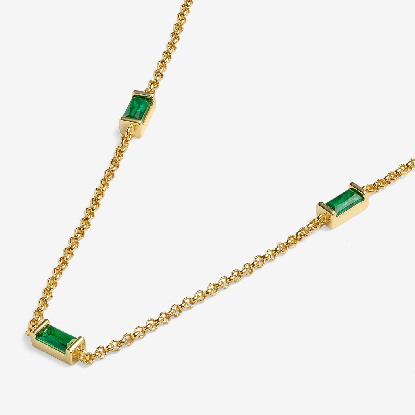 Gold & Green CZ Bar Necklace