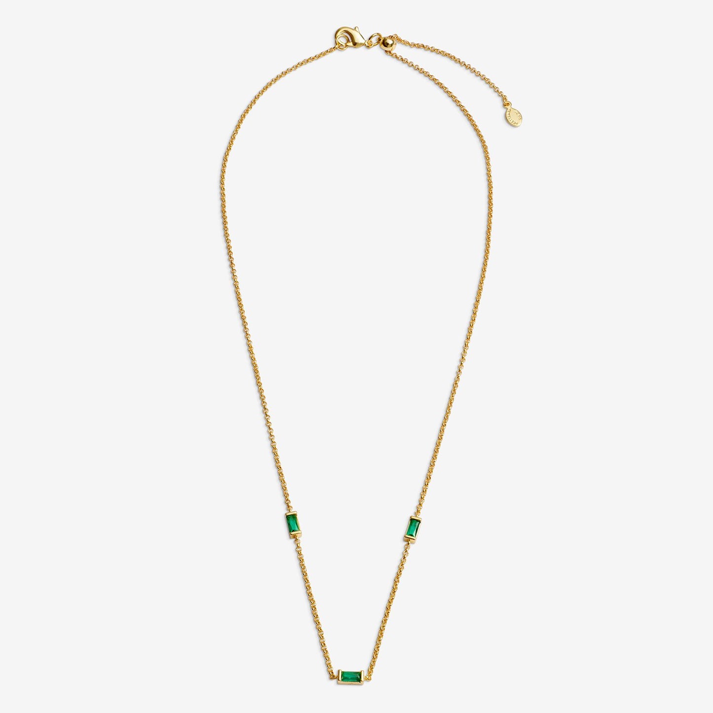 Gold & Green CZ Bar Necklace