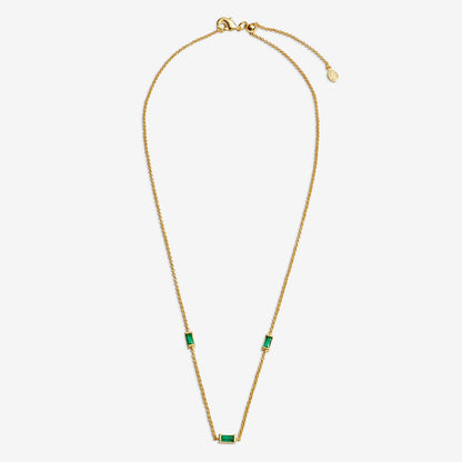 Gold & Green CZ Bar Necklace