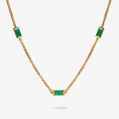 Gold & Green CZ Bar Necklace