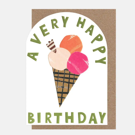 A Very Happy Birthday Checked Ice Cream Cone