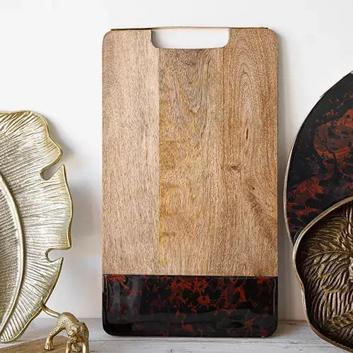 ArtesÃÂ  Rectangular Serving Board with Tortoise Shell Resin Edge