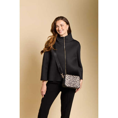 Leopard Double Zip Cross Body Bag