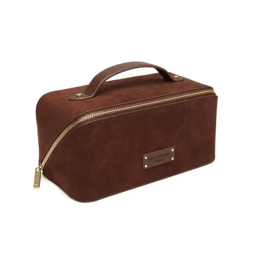 Chocolate Suede Kensington Train Case