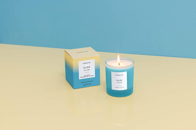 Aloe Glow - Soy Wax Scented Candle Tumbler (90 x 80mm) - Blue Glass