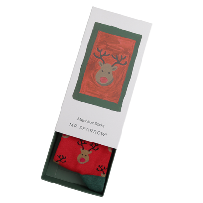 Reindeer Matchbox Socks