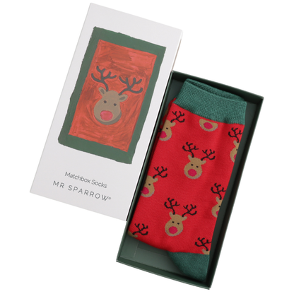 Reindeer Matchbox Socks