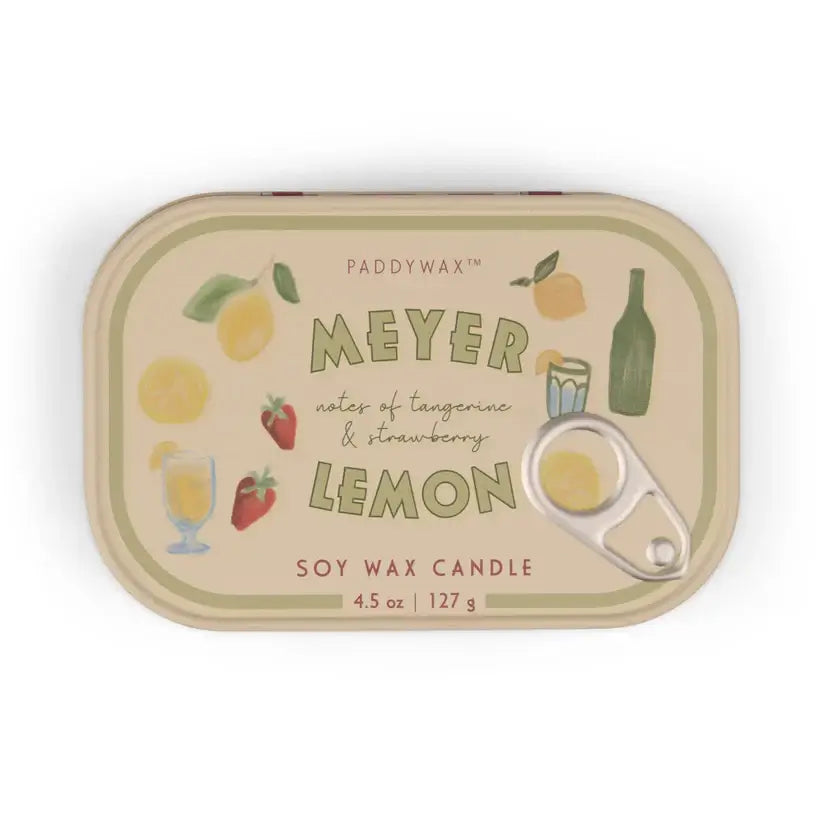 Bistro Lemon Printed Tin Candle - Meyer Lemon
