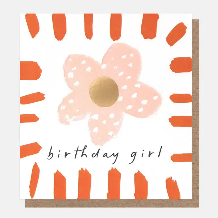Birthday Girl Flower Stripe Border