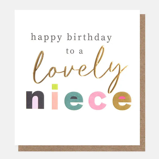 Happy Birthday To A Lovely Niece Coloured Text Card