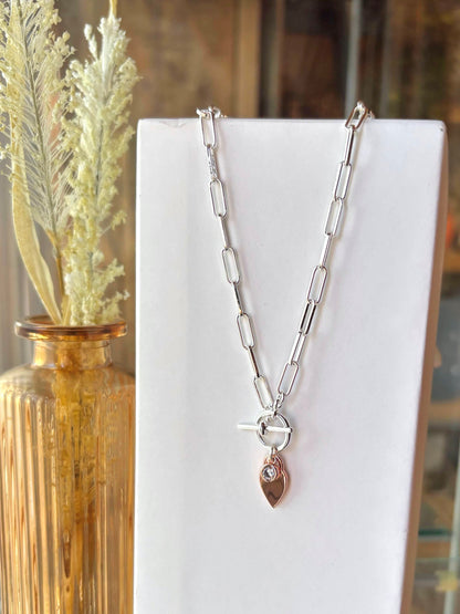 Arlo Heart 16" Rose Gold Link Necklace