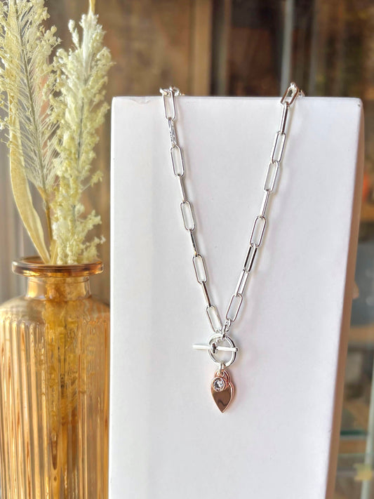 Arlo Heart 16" Rose Gold Link Necklace
