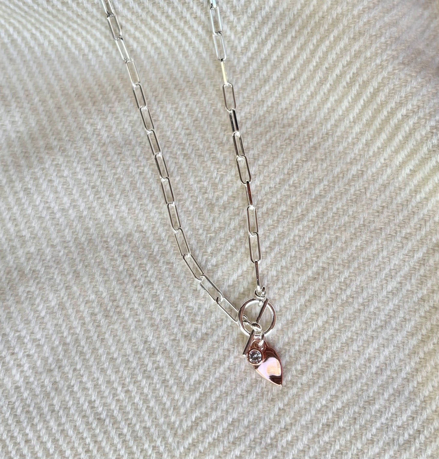 Arlo Heart 16" Rose Gold Link Necklace