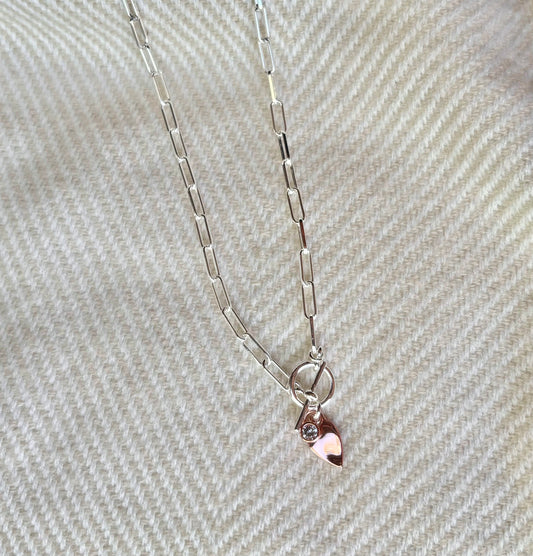 Arlo Heart 16" Rose Gold Link Necklace