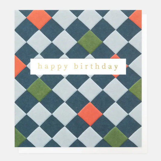 Happy Birthday Multi Check On Navy