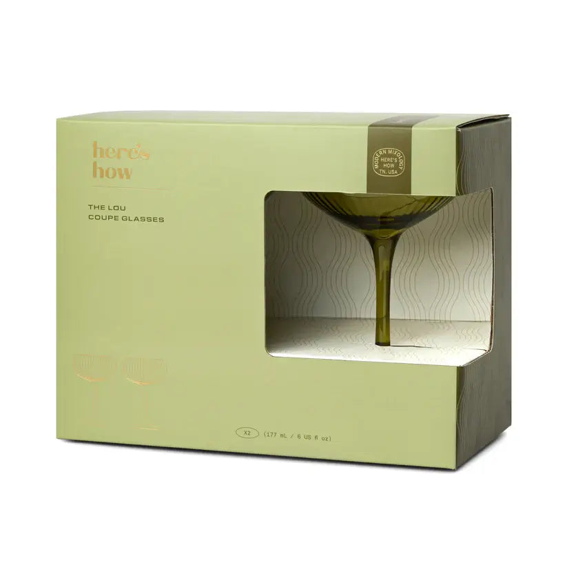 The Lou Coupe Glasses- Set of 2 Olive