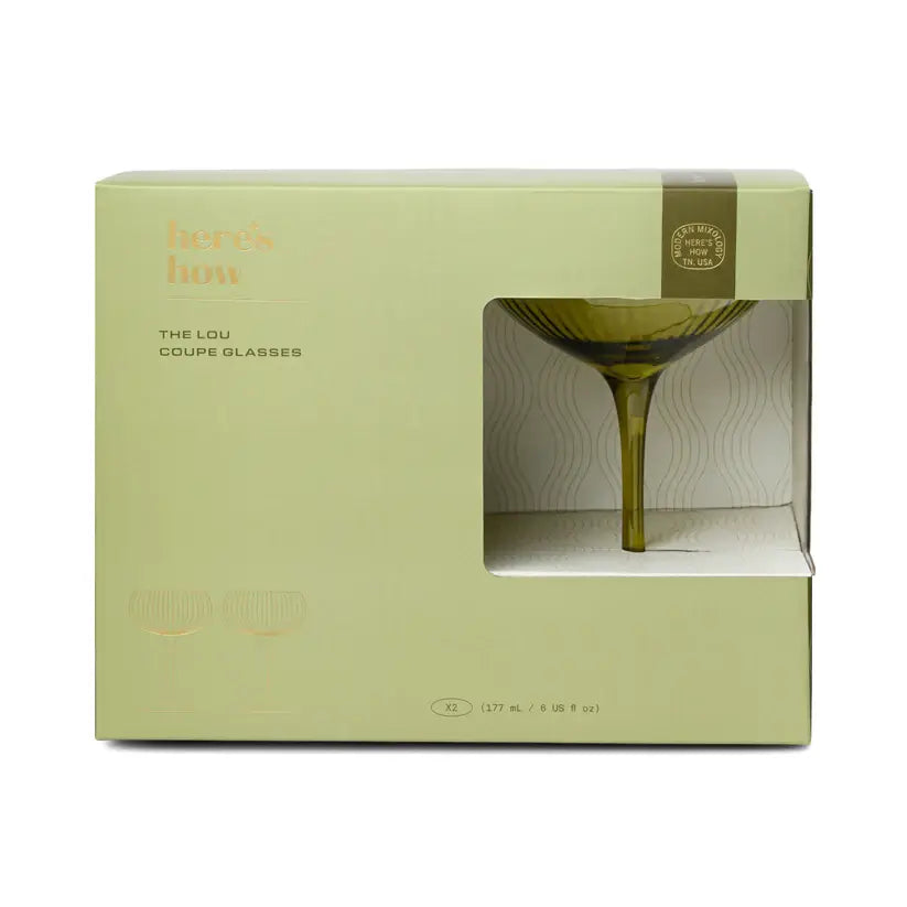 The Lou Coupe Glasses- Set of 2 Olive