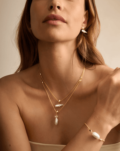 Solo Pearl Bar Gold Waterproof Necklace