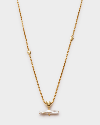 Solo Pearl Bar Gold Waterproof Necklace