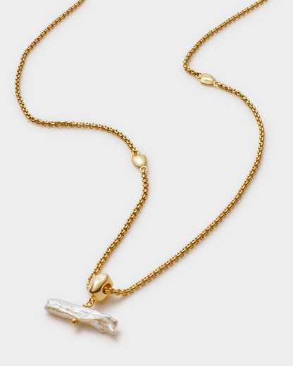 Solo Pearl Bar Gold Waterproof Necklace