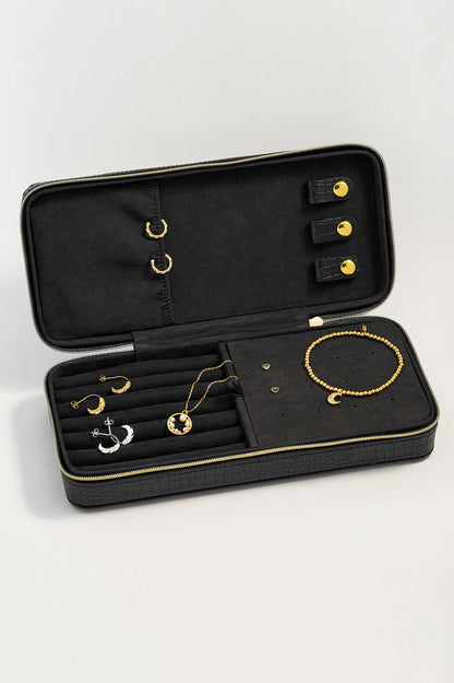 Estella Bartlett Black Snakeskin Long Jewellery Box