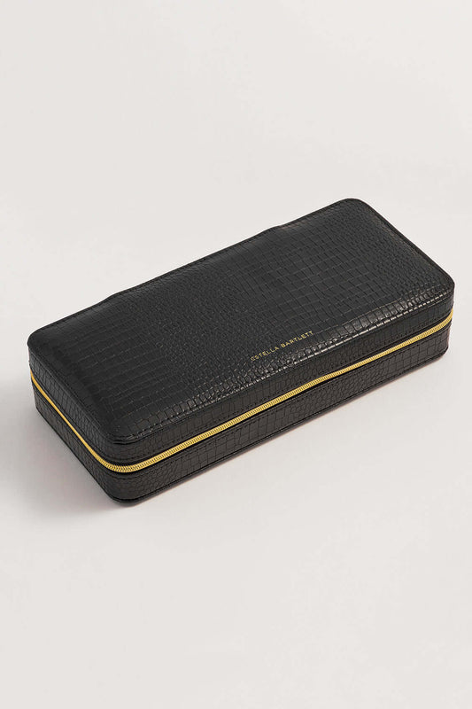 Estella Bartlett Black Snakeskin Long Jewellery Box