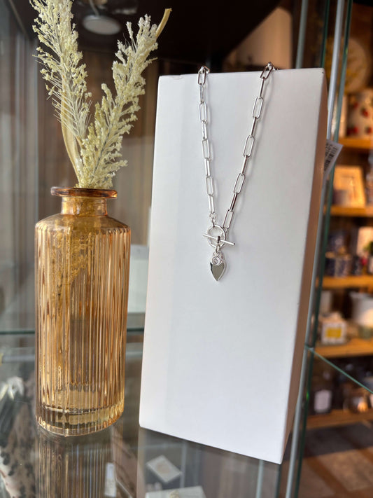 Arlo Heart 16" Silver Link Necklace