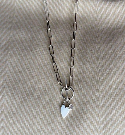 Arlo Heart 16" Silver Link Necklace
