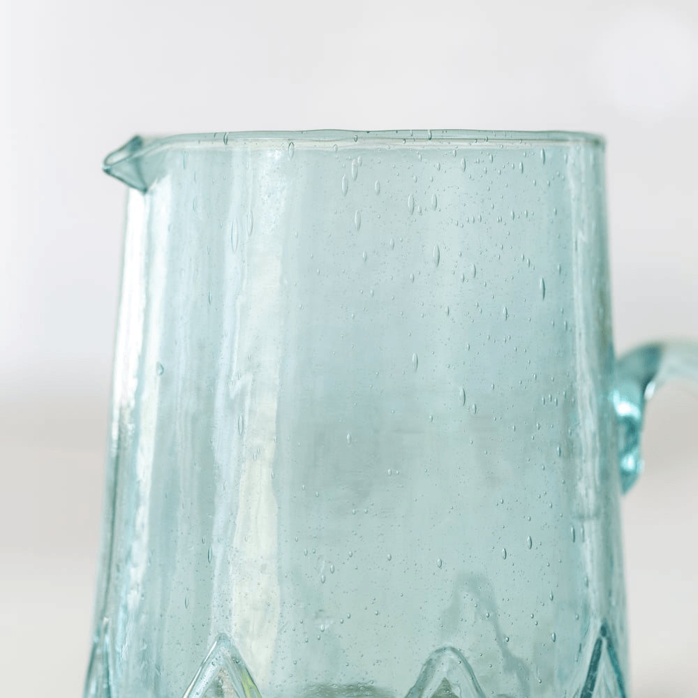 Recycled Bubble Glass Jug - Aqua Marine