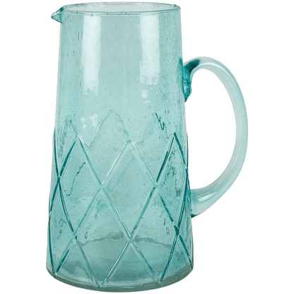 Recycled Bubble Glass Jug - Aqua Marine
