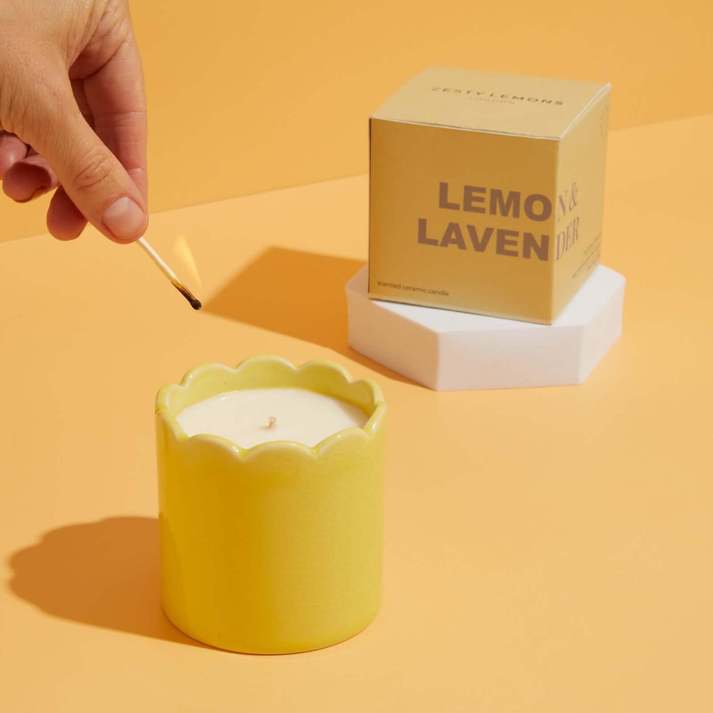 Kiln Scalloped Yellow Candle Lemon & Lavender