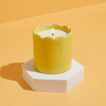Kiln Scalloped Yellow Candle Lemon & Lavender