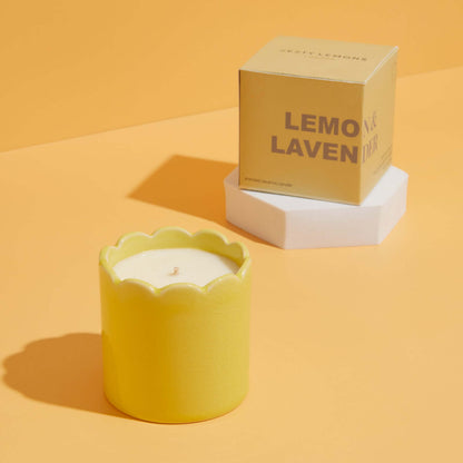 Kiln Scalloped Yellow Candle Lemon & Lavender