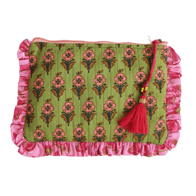 Pink & Green Quilted Make Up Bag