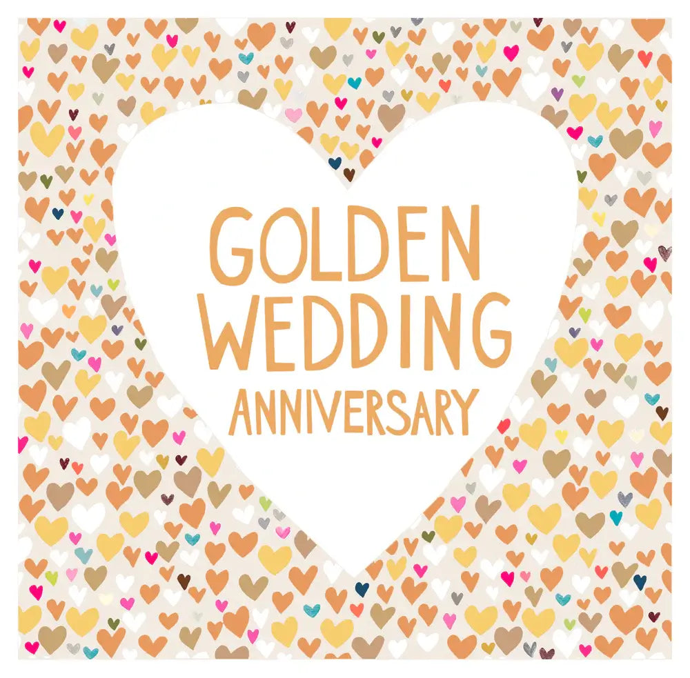 Golden Wedding Anniversary Foil Hearts