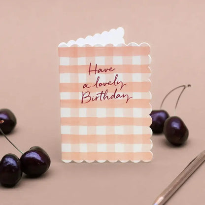 Have A Lovely Birthday Peach Gingham