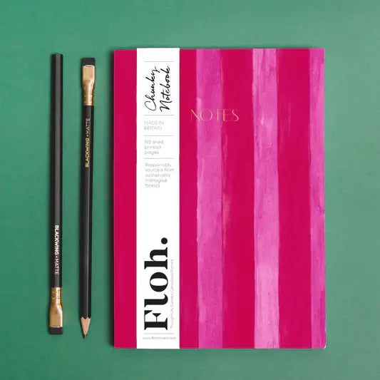 Raspberry & Cherry Striped A5 Chunky Notebook