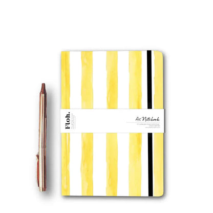 Lemon Stripes A5 Lined Notebook