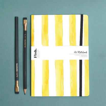Lemon Stripes A5 Lined Notebook