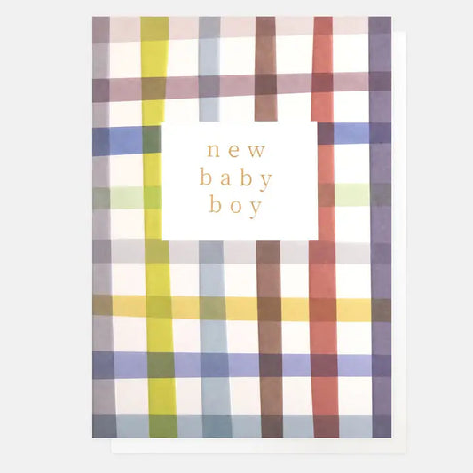 New Baby Boy Blue Multi Check Card
