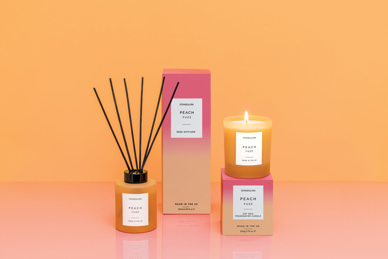 Peach Fuzz - Soy Wax Scented Candle Tumbler (90 x 80mm) - Orange Glass