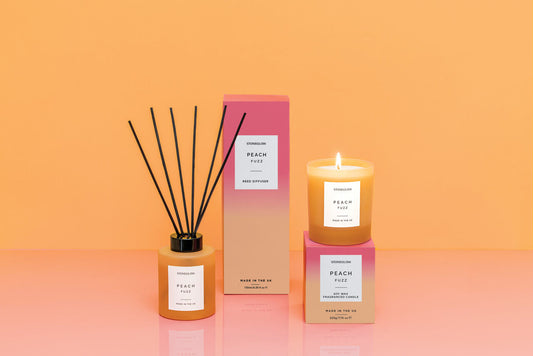 Peach Fuzz - Soy Wax Scented Candle Tumbler (90 x 80mm) - Orange Glass