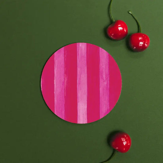 Raspberry & Cherry Striped Coaster