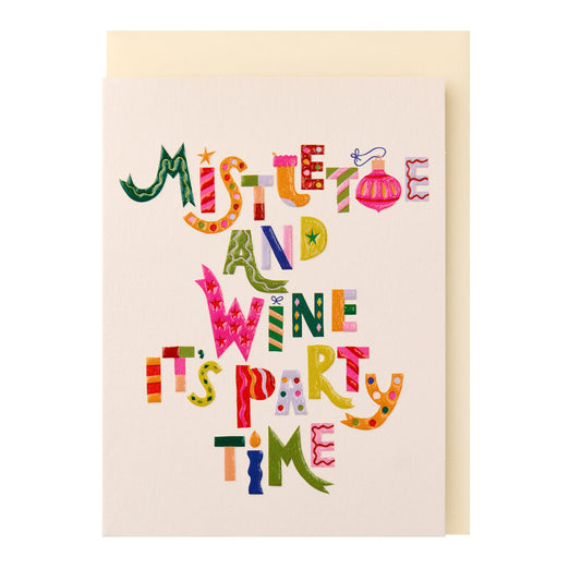Mistletoe and Wine Party Time Card